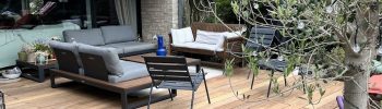 Terrasse En bois, salon de jardin, salon d’extérieur estival, été
