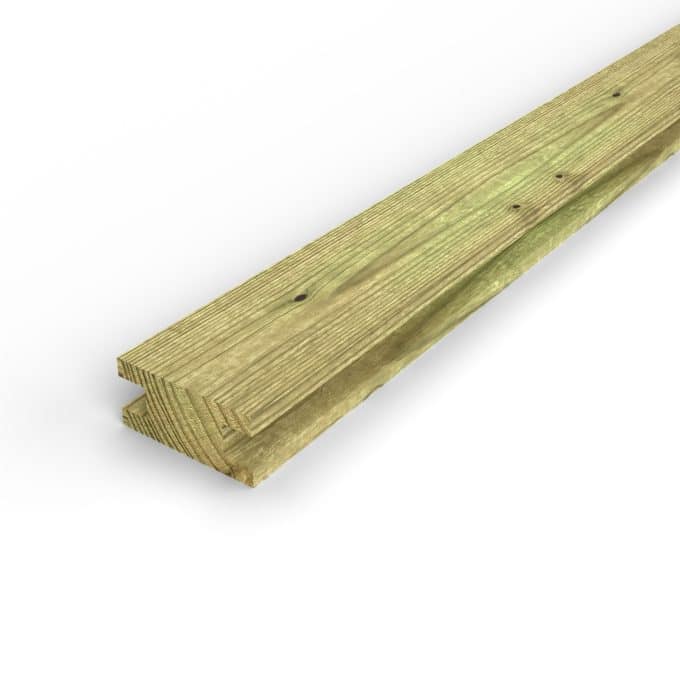 Chevron rainuré 45x95 H en pin autoclave vert, deux rainures pour panneaux : pièce seule