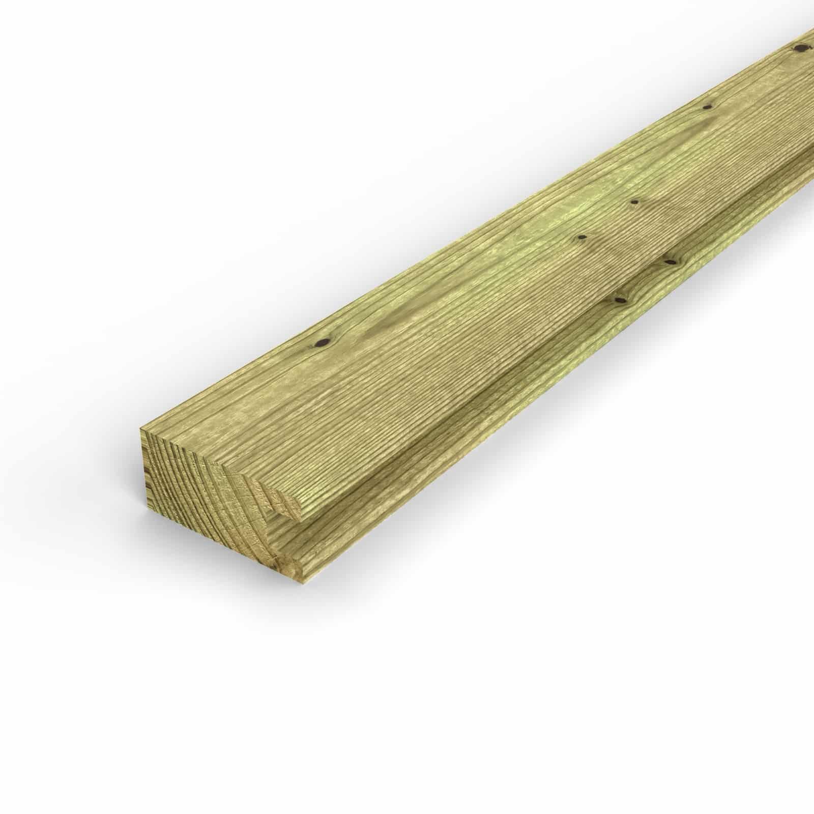 Chevron rainuré 45x95 U en pin autoclave vert, une rainure pour border : pièce seule