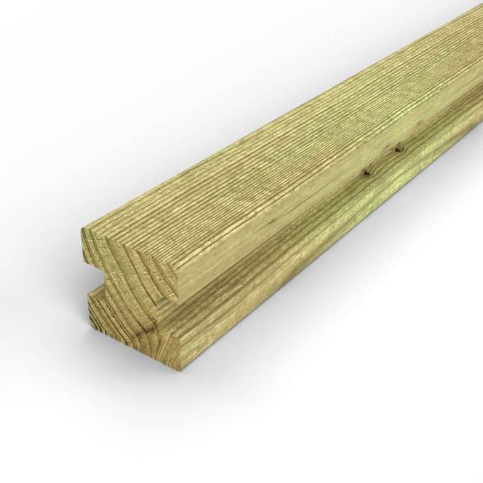 Poteau rainuré 90x90 H en pin autoclave vert pour palissade et brise-vue : pièce seule