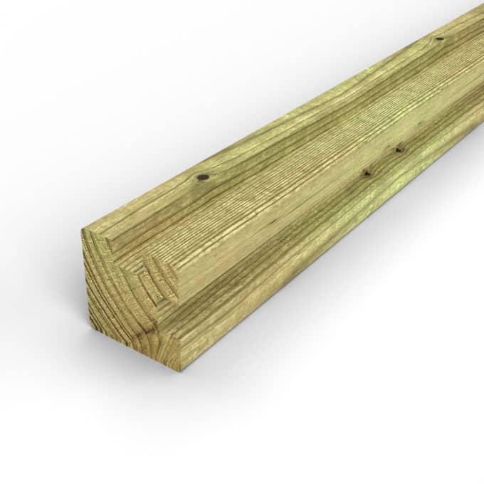 Poteau rainuré 90x90 L en pin autoclave vert pour les angles d'un brise-vue : pièce seule