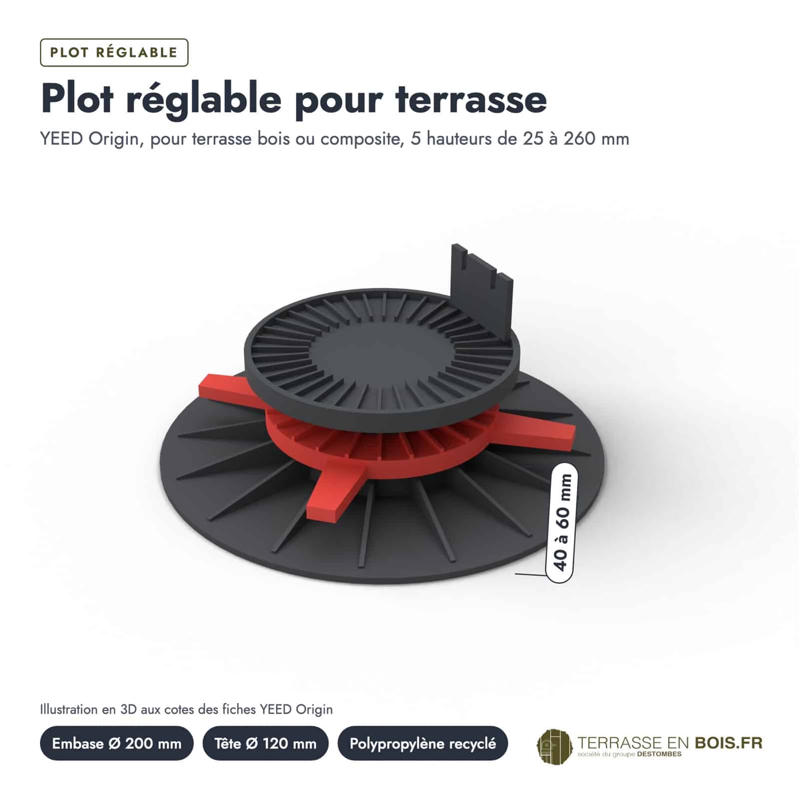 Plot terrasse réglable : cotes